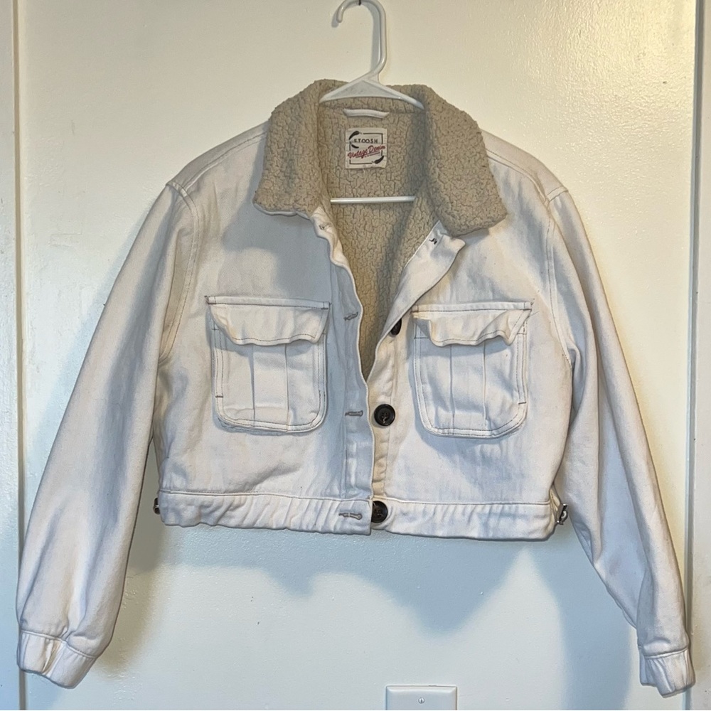 Stoosh vintage denim white jean crop jacket